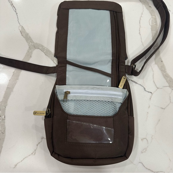 Travelon Anti-Theft Classic Crossbody Bag - Brown with LED Light - Picture 10 of 16